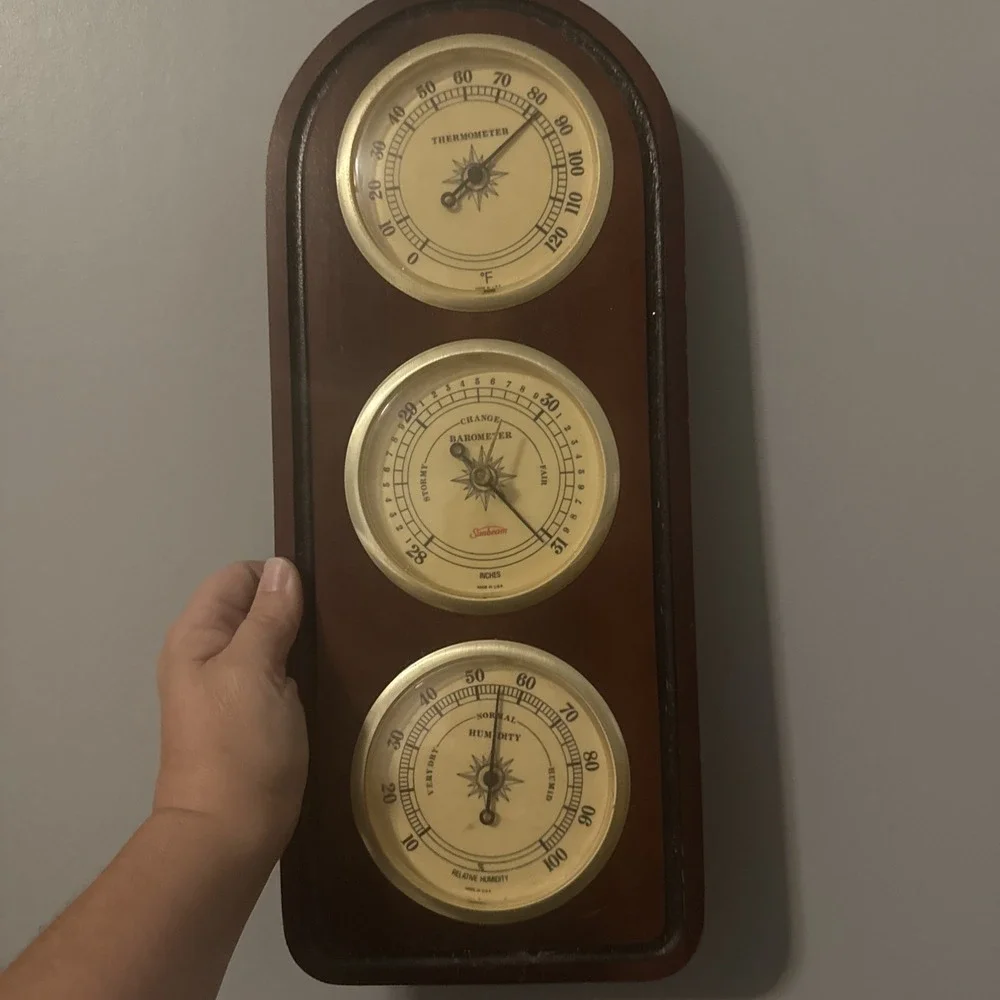 Vintage Sunbeam Weather Station Barometer Thermometer Humidity USA